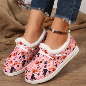 Casual Buty Pluszowe modne mody wewnętrzne z płaskiej zimowej drukowanej bawełny plus size online