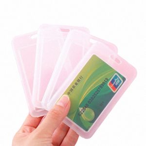 unisex kvinnor män transparent kort omslag ärmhylsa arbete id Clear Card Holder Protector Cover Badge Office School Supply O9S5#