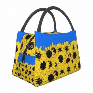 blue Sunfr Printed Insulated Lunch Bags for Outdoor Picnic Ukraine Flag Resuable Thermal Cooler Bento Box Women n9aH#