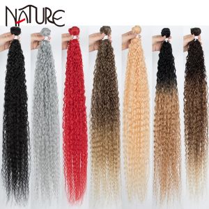 Плетение плетения Природа Синтетические волосы Синтетические извращенные вьющиеся волосы с хвостиком 34 дюйма 100 г длиной синтетические волосы омбре коричневые светлые волосы