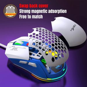 HXSJ X300 Wired Gaming Mouse 6 Adjustable DPI 14 RGB Lighting Mode Ergonomic Design 6-Key Macro Programming Mouse for Gamers