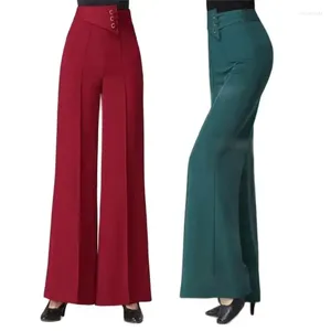 Women's Pants Spring Autumn Wide Leg Dance High Waist Ballroom Samba Chacha Latin Square Practice