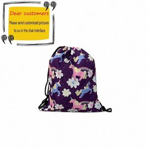 customize The Image / Logo / Name Drawstring Bag Women Men Storage Bag Boys Girls Causal Backpack Ladies Shop Bags Gift O6h8#