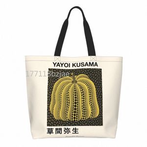 Многоразовая сумка Yayoi Kusama Pumkin Forever Shop для женщин, сумка через плечо из холста, прочная абстрактная художественная сумка для покупок, 23FU #