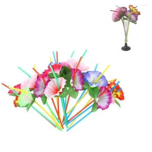 Drinking Straws 20pcs Flower Flexible Bendable Straw Decorative Cocktail Disposable Party Table Decor For Wedding Birthday