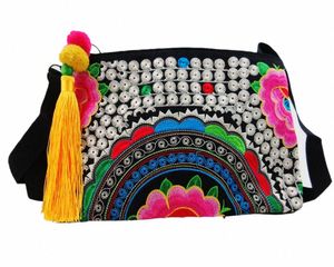 Vintage Ethnic Shoulder Hobo Hippie broderi Floral Cross Body Purse Bag Hmg Tribal Indian Boho Handmade Tapestry Sys-452d J62b#