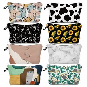 Sloth Abstract Art Cosmetic Bag Waterproof Printing Swanky Turtle Leaf Toalettpåse Anpassad stil för resesmakeupväska för kvinnor F7EX#