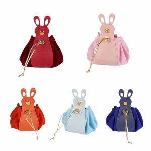 Корейская Veet Rabbit Ear Праздничная сахарная сумка на шнурке из искусственной кожи Сумка для конфет Свадебная сумка большой емкости z9TL #