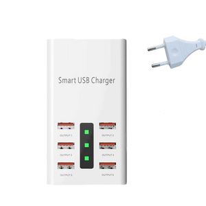 Schneller USB-Adapter, Power-Basisblock, 30 W, für Smartphone, Tablet, 6 Anschlüsse, Wandladegerät, Ladestation, Hub, universell, tragbar, leicht, kompakt, US EU UK AU