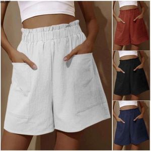 Designer Shorts säljer bra ny kvinnors bomull och hampa knoppar med hög midja shorts mode stort brett ben avslappnad