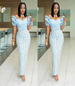 2022 Gorgeous Aso Ebi African Evening Dresses Off the Shoulder Ruched 3D Floral Plus Size Long Elegant Prom Dresses CsUTEM Made B02401426