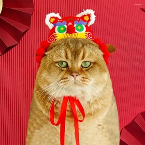 Dog Apparel Lace-up Pet Hat Chinese Dragon Festive Headwear For Cats Dogs Adjustable Design Year Celebration Costume