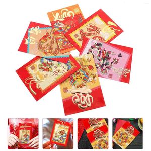 Hediye sargısı 30 adet şişme 2024 yıl ejderha kırmızı paket düğün dekor zarfları kağıt Çince