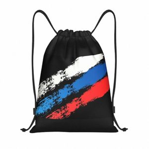 russia Flag Russian Pride Drawstring Backpack Sports Gym Bag for Women Men Training Sackpack E5ES#