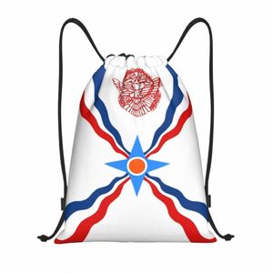 Assyrian Suryoyo Flag Drawstring Backpack women Men Sport Jym Sackpack折りたたみ式シリアックアラムショップバッグ袋n5et＃