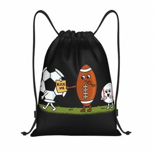 Anpassad fotboll Kick Me DrawString Bag for Shop Yoga Ryggsäckar Kvinnor Män sport Gym Sackpack A9HW#