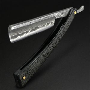 Razor Damascus steel folding shaver hard steel VG10 sandwich high hardness sharp straight blade shaver for men