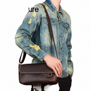 Johnature Crazy Horse Skórzane męskie torby na ramię 2024 Nowy vintage wszechstronny stały kolor Naturalny miękki krowide torby crossbody O7OS#