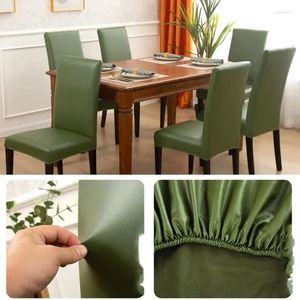Fodere per sedie 1/4 pezzi Fodera protettiva elasticizzata impermeabile e antiolio per sala da pranzo in solida pelle PU