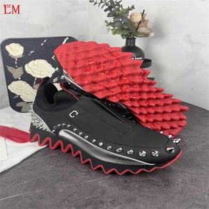 Luxury designer Chris Loubo Gummy Loubishark Leather Low-Top Sneakers Red soled shoes With Box