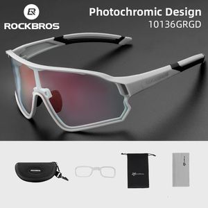 ROCKBROS Pochromic Fahrradbrille UV400 Sonnenbrille Outdoor Sport Fahrradbrille Racing Leichte flexible Brille240328