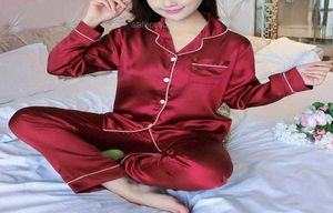 Women039S Sleepwear Women Pajamas Set 2 Peacefaux Silt Satin Autum femme Lengwear Nightwear Pijamas LO2896744