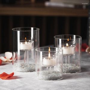 Ljushållare uppsättning av 3 glashållare för bordets mittstycken Modern Tealight Party Decorekorativa ljusstakar