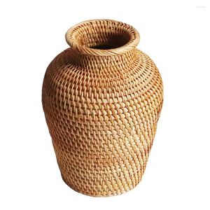 Vasen 1PC handgefertigtes Rattan Weber Trockenblume Vase Wohnzimmer Restaurant Fensterdekor für Dekoration Fußboden