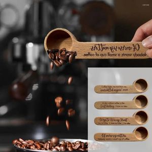コーヒースクープ刻印された木製のスクープレターは、ハンギングラックを測定するユニークなバッグクリップデザインで印刷されています
