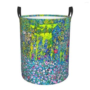 Sacos de lavanderia Paisagem horticultura com colina por Gustav Klimt Cesto grande cesta de armazenamento de roupas pintura arte brinquedos bin