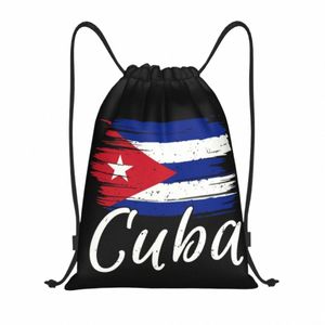 Cuba Cubana Havana Bandeira Cordão Mochila Mulheres Homens Esporte Ginásio Sackpack Dobrável Cubano Patriotic Training Bag Sack v13U #