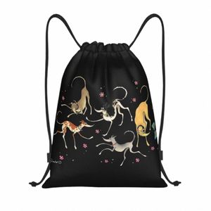 Garden Party Greyhounds Lurcher Cordão Mochila Sacos Leve Whippet Sighthound Dog Gym Sports Sackpack Sacks para Yoga O47t #