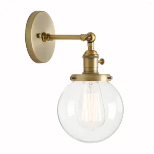 Vägglampa permo badrumsljus fixtur enstaka industriell sconce med 5,9 tum globe lampskärm (antik)