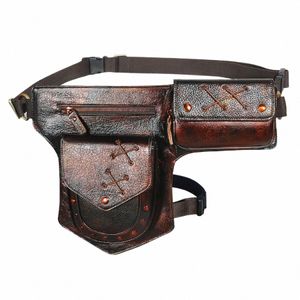 Hot Sale Real Leather Design Vintage Small Belt Menger Bag Fanny midjepaket för män Manlig droppben Bag Pouch 211-8 669L#
