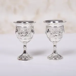 Bicchieri da vino S Calice in metallo e vetro Cocktail egiziano vintage per bar di casa Forniture per feste di nozze Argento
