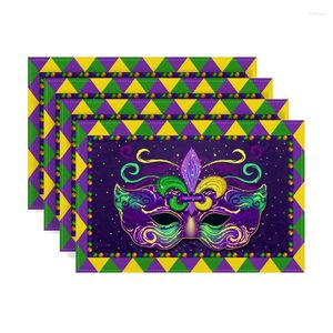 Table Mats Mardi Gras Linen Placemats Decor Brazi Carnival Fat Tuesday Decorations For Home Kitchen