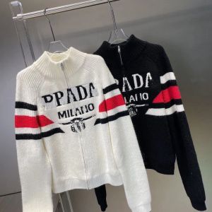 여자 흰색과 검은 색 일치 편지를위한 디자인 스웨터 자카드 스웨터 반 하이 목 니트 가디건 재킷 기질 상단 스웨터 니트 스웨터