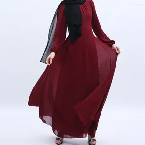 Roupas étnicas Mulheres Muçulmanas Chiffon Maxi Vestido Elegante Dubai Abayas Turco Kaftan Eid Mubarak Islâmico Saudita Árabe Robe Vestidos Vestido