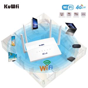 Kuwfi 4G LTE Router 750 Мбит / с. Домашняя поддержка горячей точки 32 пользователей Wi -Fi Router Lan Wan Roteador 2,4G 5,8G Двойной полосы с SIM -картой слотом