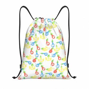 Pikmins mönster Video Gamer DrawString ryggsäck sportgymväska för kvinnor män shoppar sackpack m3yv#