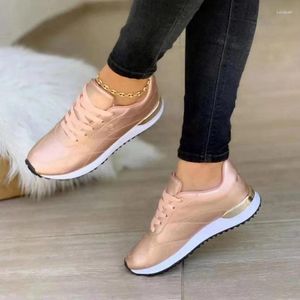 Casual Shoes Women's Sneakers Tjock Soled Leather Spliced ​​Outdoor Running Vulcanized Zapatillas Mujer