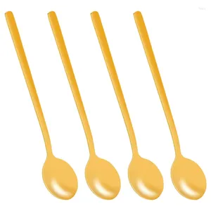 Coffee Scoops Round Shape Spoon Stainless Steel Mini Teaspoons Sugar Dessert Ice Cream Soup Kitchen Accessories(Gold)