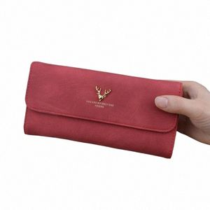 LG Ladies Vintage Clutch Portafoglio da donna Lg Borsa smerigliata coperta Grande capacità Mey Clip PU Materiale Multi Card Mey Clip U4Dk #