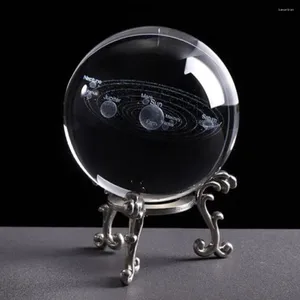 Dekorativa figurer 6CM Desktop Planets Model Clear 3D sfärdekoration med basminiatyrgraverad solsystem Craft Gift Crystal Ball