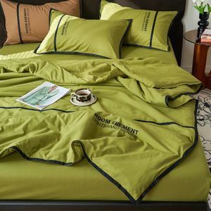 Enkel stil sojabönbomull sommar quilt sovrum luftkonditionering filt sängkläder set inklusive örngott kylning tunn täcke 240318