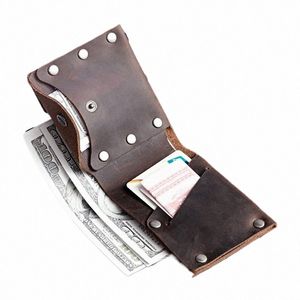 genuine Leather Wallet For Men Male Vintage Handmade Crazy Horse Cowhide Short Bifold Wallets Purse Card Holder With Coin Pocket w3vX#