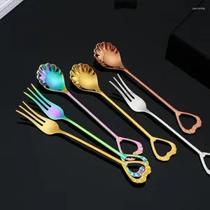 Spoons Stainless Steel Donuts Candy Spoon Forks Cake Coffee Honey Soup Stirring Kitchen Tableware Ice Cream