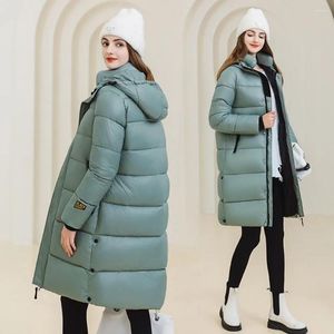 Jaquetas femininas 2024 inverno preto ouro jaqueta para clássicos casaco de algodão solto sobre o joelho com capuz parka senhoras tendência engrossar outerwear