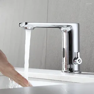 Torneiras de pia do banheiro Smart Touchless Torneira de cozinha Polida Sensor Infravermelho Chrome Indução Torneiras Misturadoras de Água