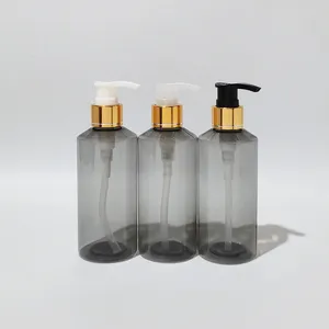 Aufbewahrungsflaschen 30 Stück 200 ml leere graue PET-Flasche mit goldener Pumpe für Flüssigseifenspender, nachfüllbarer Shampoo-Duschgel-Kosmetikbehälter